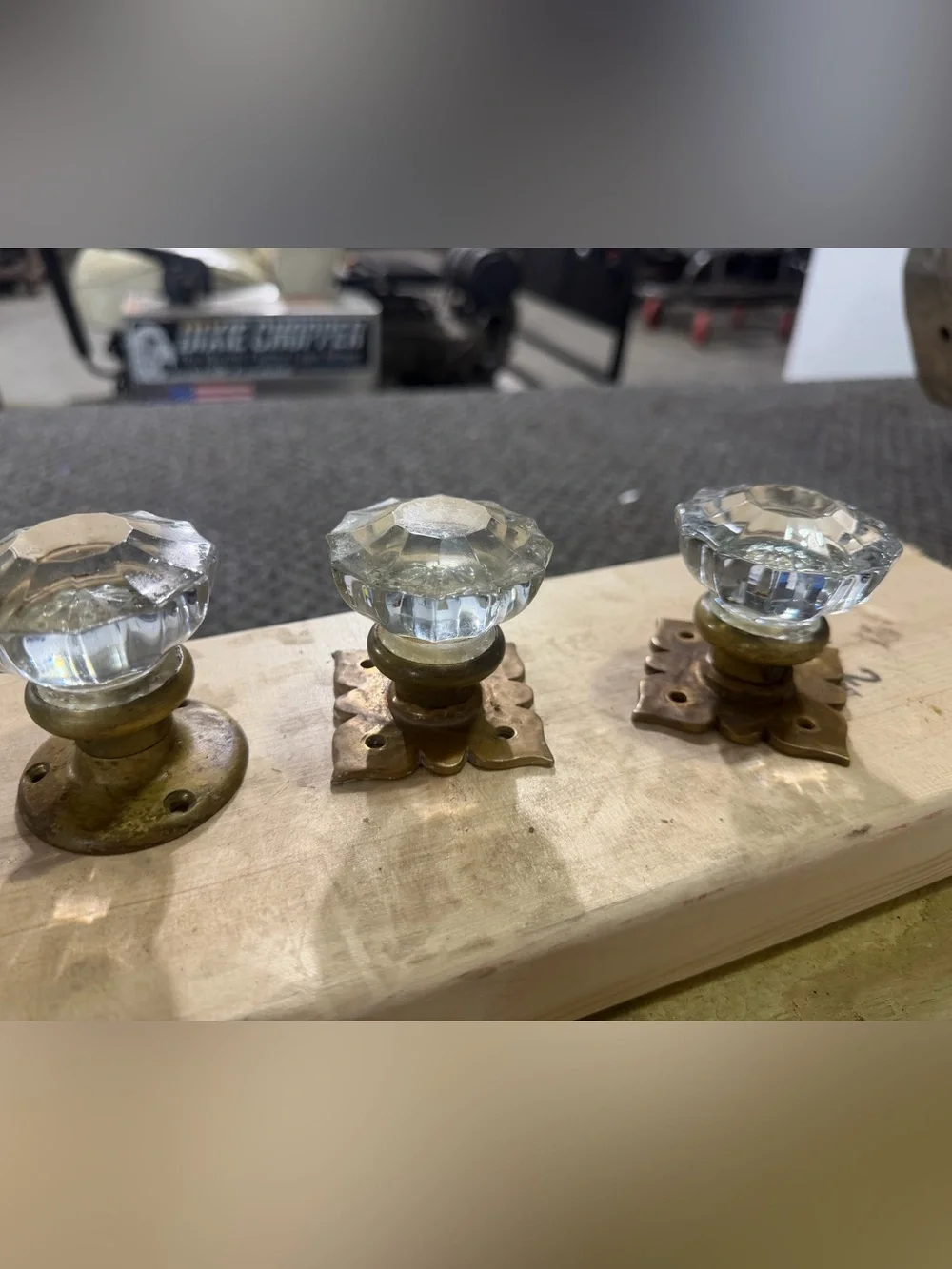 6 Antique Glass Door Knobs w/ Victorian Brass Backplates Architectural Salvage